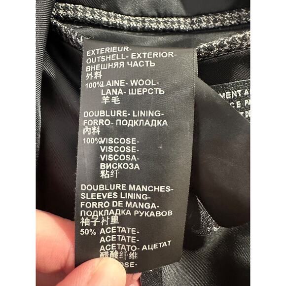 The Kooples Mens Wool Herringbone Long Sleeve Blazer Coat Gray Size 48 Lined - Picture 6 of 9